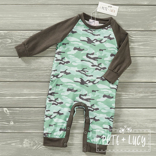 Grey Camo - Boy Infant Romper