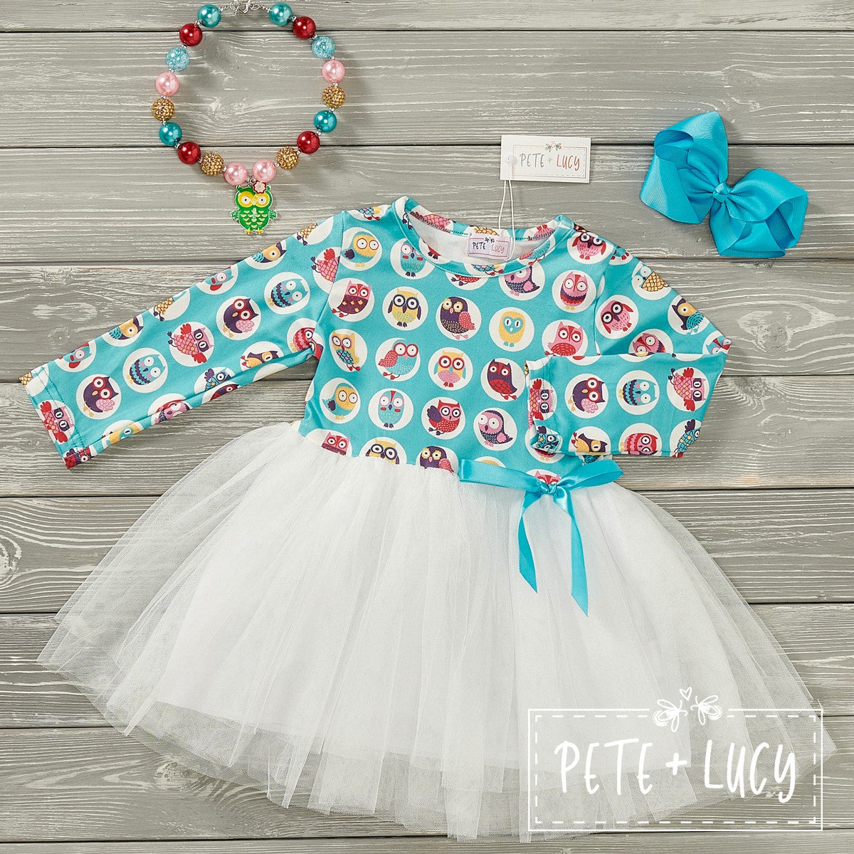 Vibrant Owl- Tulle Dress